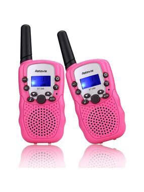 Retevis RT-388 Kids Walkie Talkie, 22 Channel LCD Flashlight, (Pink, 2-Pack)
